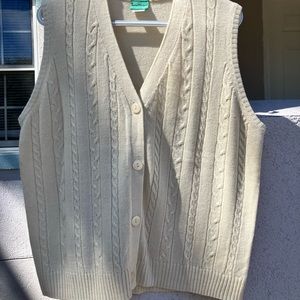 Retro Cream Cableknit Sweater Vest